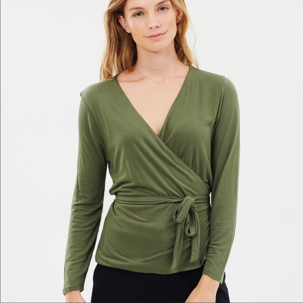NWT J. Crew Olive Green Wrap Top
